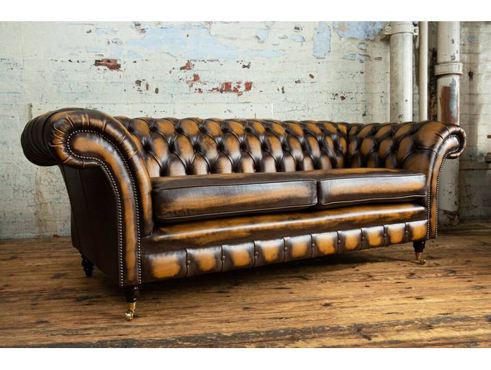 JVmoebel Chesterfield-Sofa Klassisches braunes Echtleder Sofa mit hochwertiger Polsterung, Packung, Made in Europa