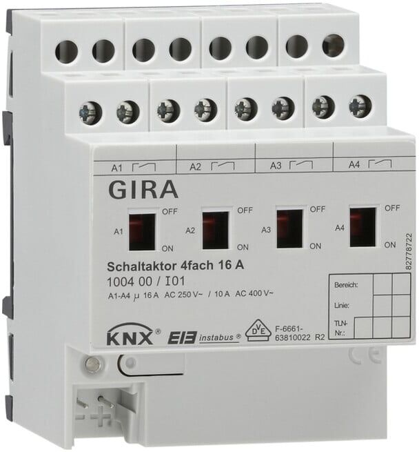 Gira Actionneur de commutation quadruple 16A REG 100400 (100400)