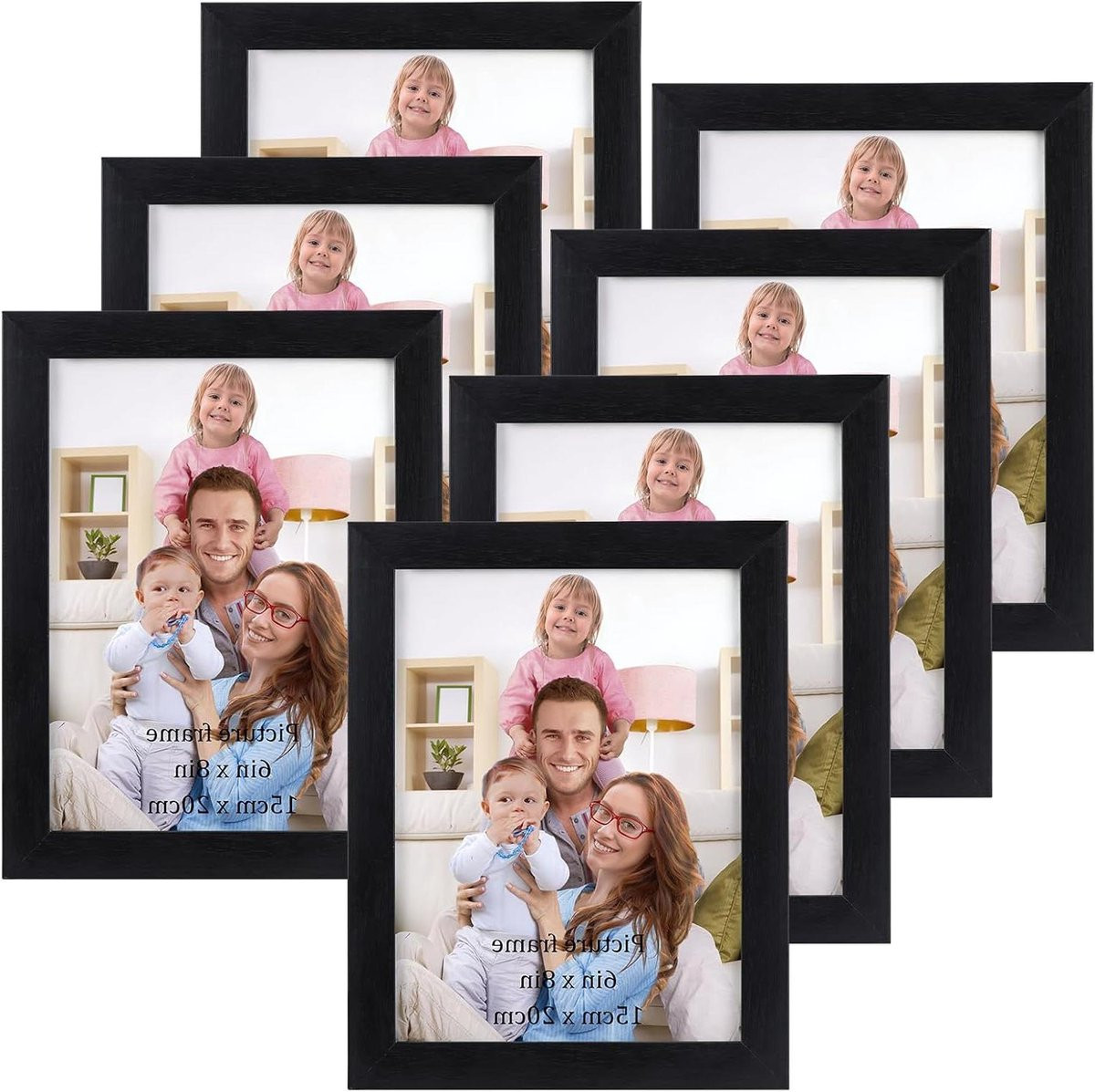 Fotolijsten Set Collage Lijsten Muurdecoratie Houtnerf Design Zwart 15 x 20 cm