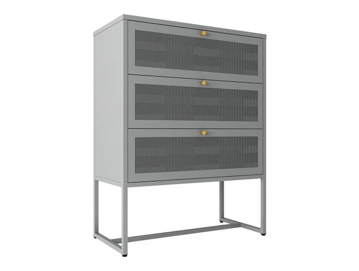 [en.casa] Schubladenkommode Sund, Grau, Metall, 3 Schubladen, 80x105x40 cm, Kleinmöbel, Kommoden