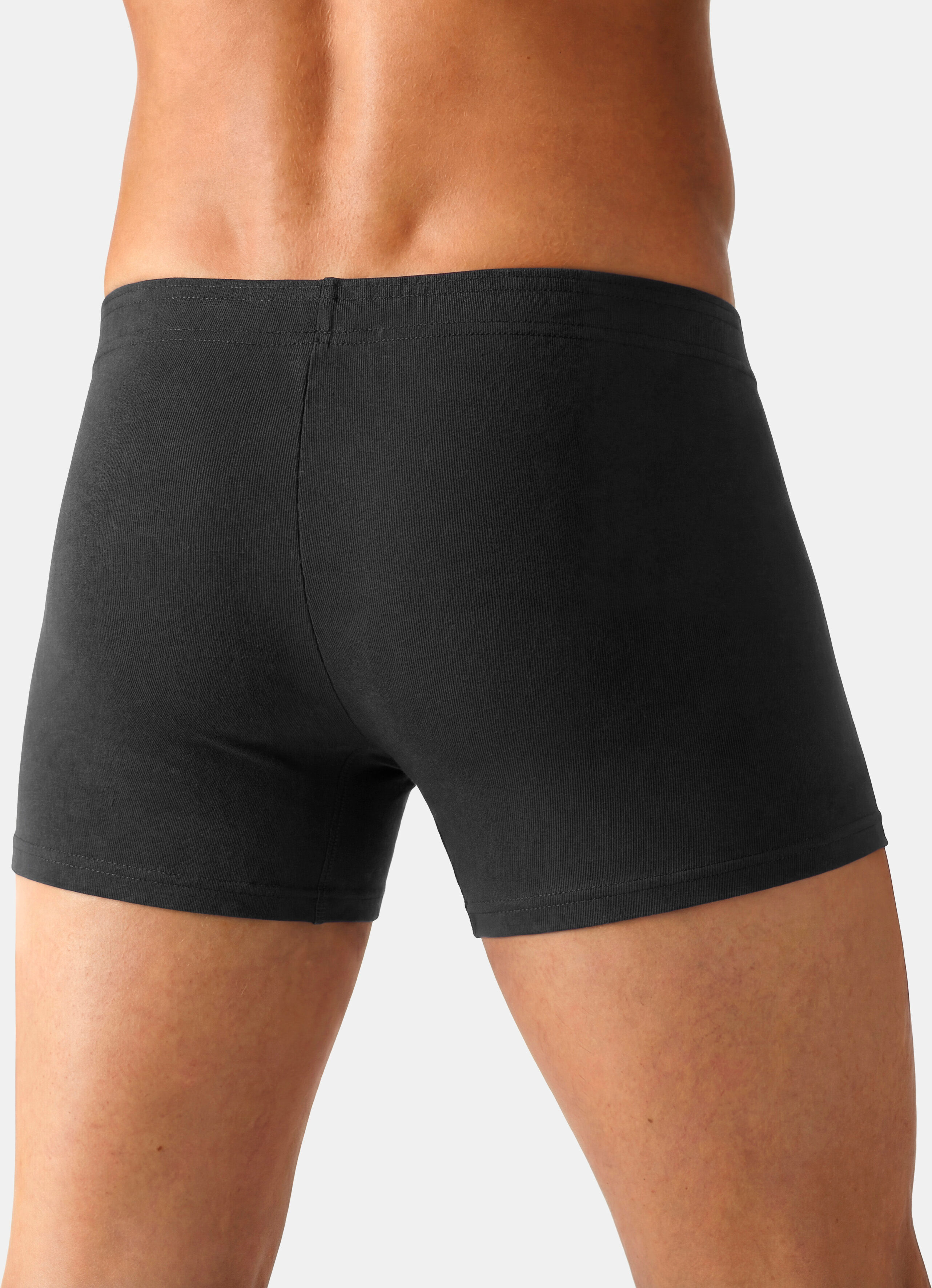 Boxer JOHN DEVIN "Boxershorts für Herren", Herren, Gr. L (6), 5 Stk., Jersey, schwarz, Jersey, Obermaterial: 95% Baumwolle, 5% Elasthan, unifarben, körpernah, Unterhosen Boxer, unifarben, mit Label vorn am Bund, Jersey-Material