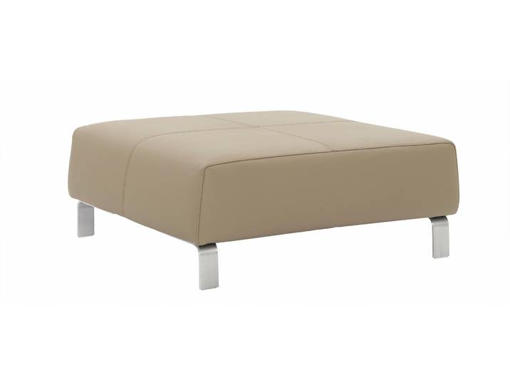 Hocker CALIA ITALIA Simon , beige (biscotto), B:97cm H:40cm T:97cm, Leder SORRENTO, pigmentiertes Glattleder;Leder BULL, pigmentiertes Dickleder, Hocker, Hocker