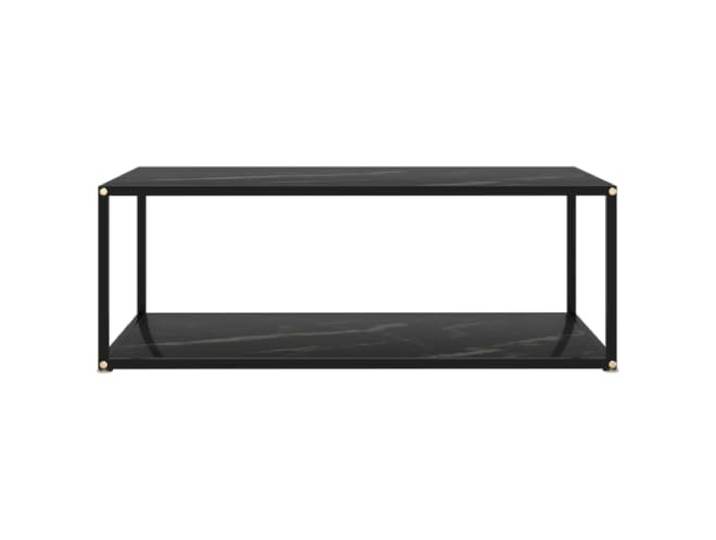 KKgypkn Couchtisch Schwarz 100x50x35 cm Hartglas 2-stufiges Design, pulverbeschichteter Stahl, pflegeleicht, stabil und langlebig