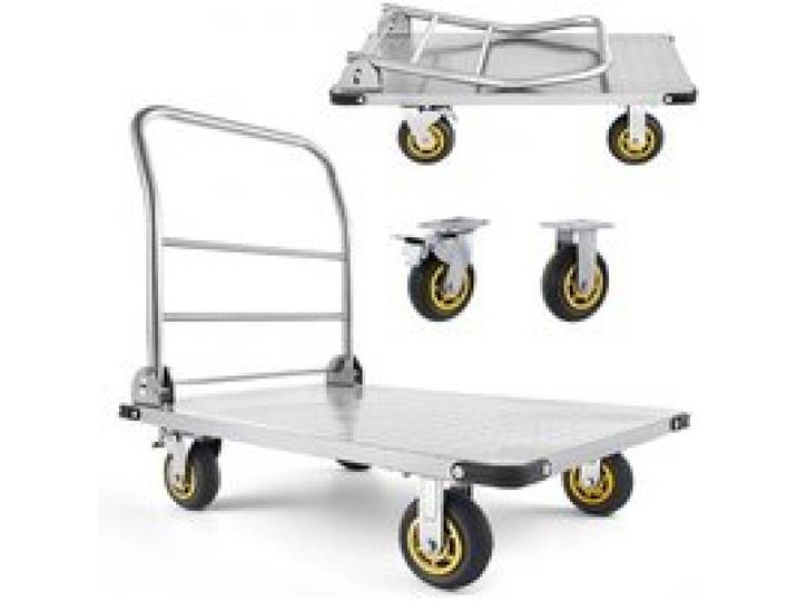 VEVOR Chariot à Plateforme Pliable Capacité de Charge 907 kg Chariot à Plateau Pliable 90x60x90 cm pour Manutention, Courses, Garage, Entrepôt, avec Roues Pivotantes, Poignée, Cadre en Acier Allié