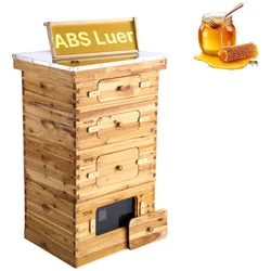 VEVOR Bienenstock, 40 Rahmen, Zander Beute, mit Bienenwachs beschichtetes Tannenholz, 2 tiefe + 2 mittelgroße Bienenkästen, Langstroth-Bienenstock-Set, transparente Acrylfenster mit Fundamenten
