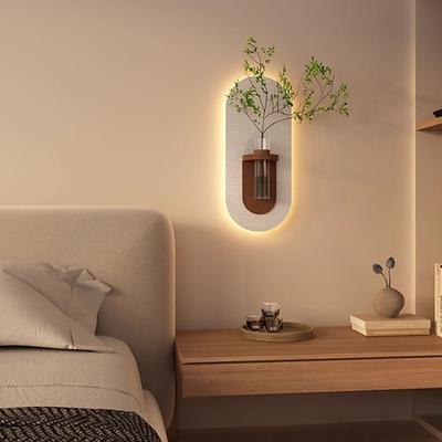 Hängende Glasvase, Sandstein-Wandkunst mit LED-Beleuchtung, Pflanzendekoration für die Wohnzimmerwand, geeignet für Schlafzimmer, Arbeitszimmer, Hotelzimmer