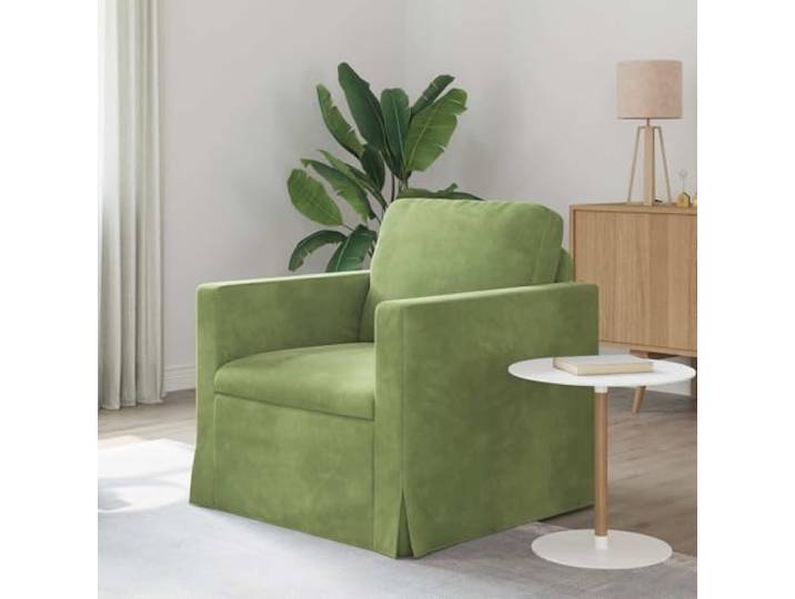 ZQQLVOO Sofa Hellgrün 78 x 78 x 80 cm Samt Modular Design, Holzarmlehnen, Metallrahmen, Wohnzimmer, Schlafzimmer