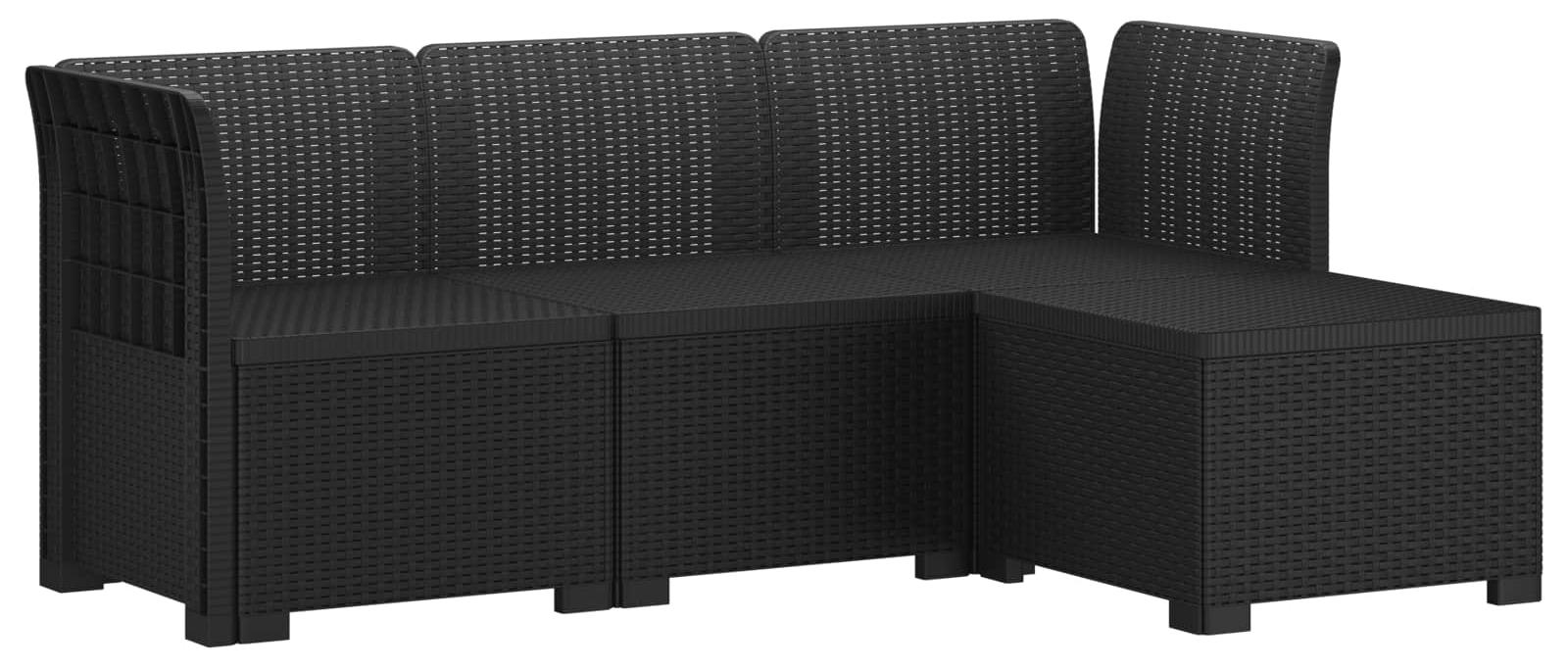 vidaXL 4-Sitzer Garten Sofa Rattan Look PP Anthrazit
