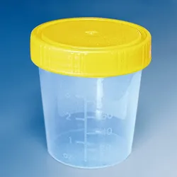 Urinbecher 100 ml mit Schraubdeckel gelb einzeln steril verpackt