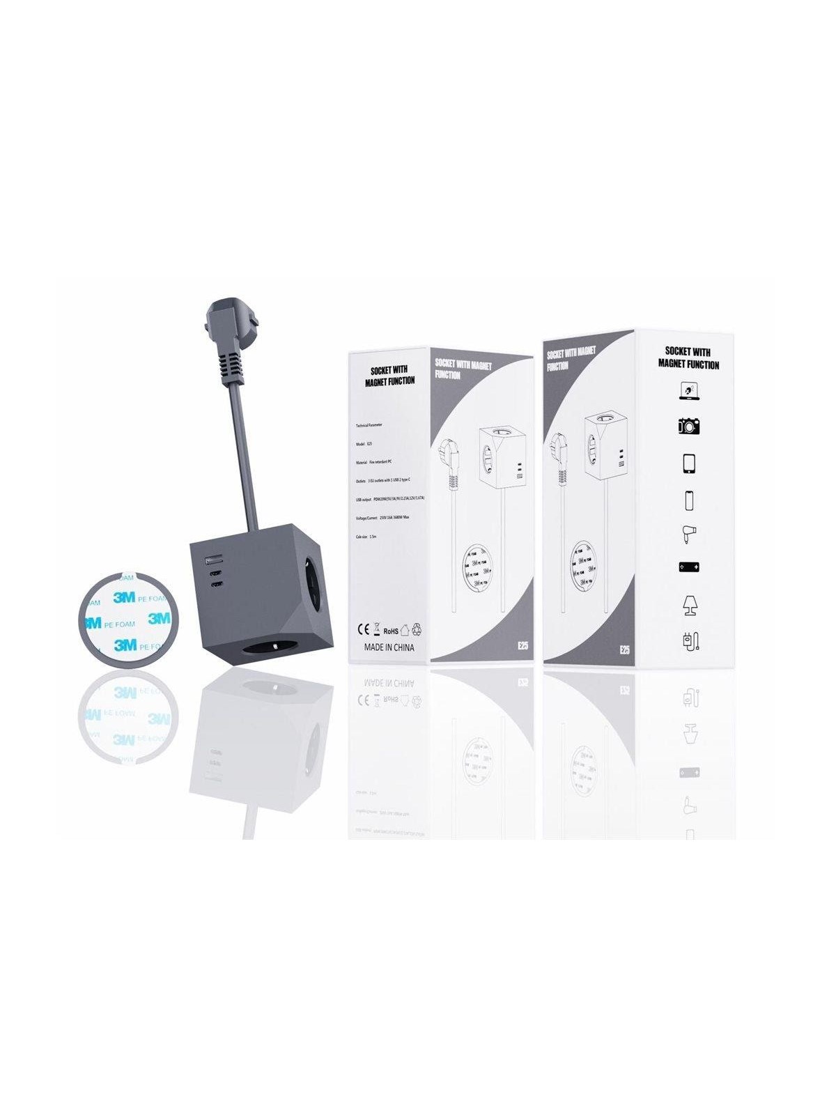 MicroConnect - power strip - 3-way with magnetic function