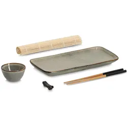 Zeller Present, Geschirrset, Sushi-Set Steingut Bambus 5-teilig 28x14x2.5 cm (5 Stk.)