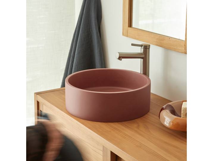 Gina - Waschbecken rund aus Terrakotta-Beton ∅ 39 cm - Terrakotta