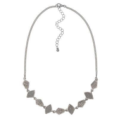 Collier FIRETTI "Schmuck Geschenk Glitter Collier", silber (metallfarben, weiß), Halsketten, Damen, Kunststoff Metall, L: 49, Kunststoff, Metall, Collier, mit Glasstein