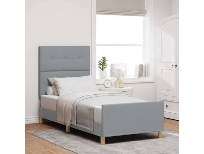 Gepolstertes Plattformbett minimalistisch ohne Boxspringmatratze 80 x 200 Bettgestell mit Kopfteil Hellgrau 80 x 200 cm Stoff Polsterbett ohne Boxspring Modernes Plattformbett mit Schaumfüllung