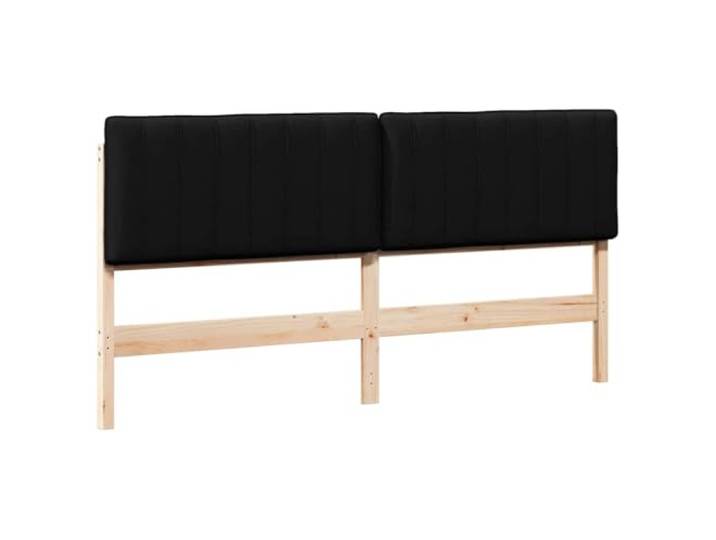 Makastle Kopfteil Schwarz Massivholz Kiefer 205,5 cm Gepolstert