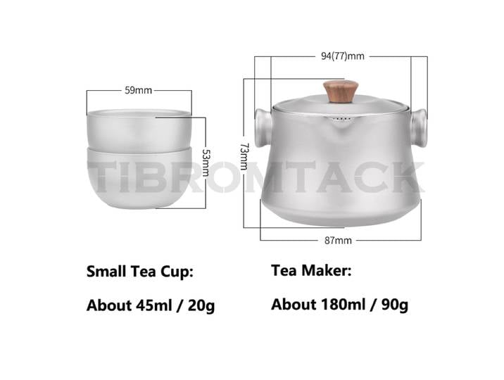 Théière à double couche en titane pur, tasse à pression en titane pour camping en plein air, service à thé de voyage portable, tasses à thé