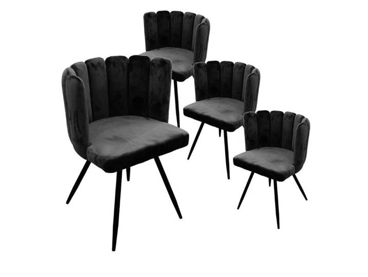 CHARLOTTE - Lot de 4 Chaises Velours Noir