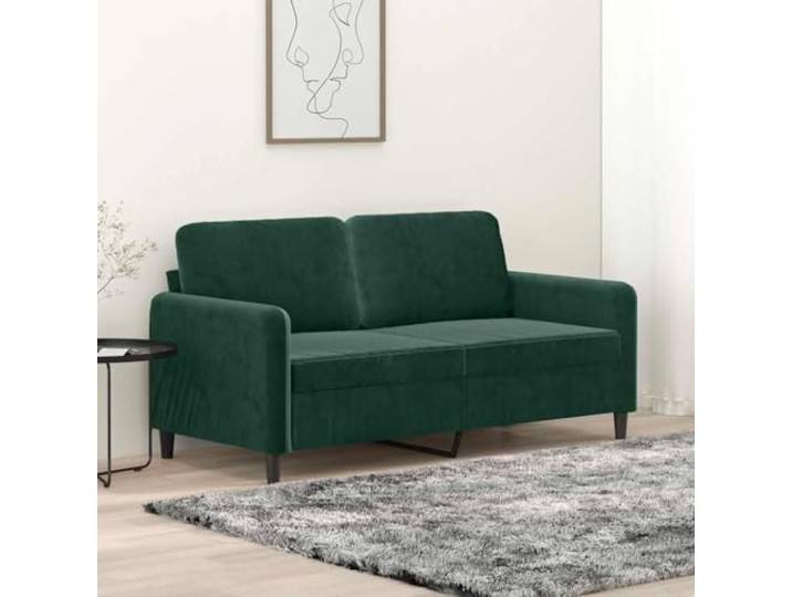 HEFZGDB 2-Sitzer Sofa Dunkelgrün 140 cm Samt Stoff Wohnzimmer Polstermöbel mit Metallgestell, Bequemes Sitzgefühl durch Dicke Polsterung, Modernes Design für Entspannung