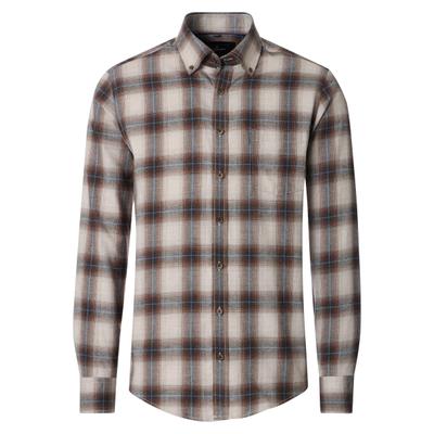 Flanellhemd CASAMODA "CASAMODA Flanellhemd kariert", Herren, Gr. M, Normalgrößen, braun, 100% Baumwolle, kariert, lässig geschnitten, Hemden