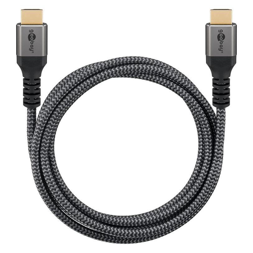 Goobay High-Speed-HDMI-Kabel mit Ethernet, 1 m, Sharkskin Grey (1 m) (64993)