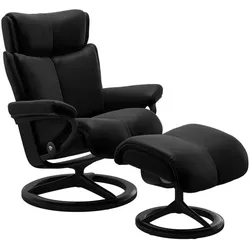 Stressless Sessel mit Hocker Magic Signature Leder Schwarz Batick Black S (Small)