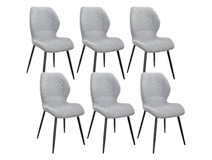 FRUOGO Esszimmerstühle 6er Set,Esszimmerstühle Modern,Küchenstuhl,mit Leinen Schwamm Kissen, Metallbeine und Diamant-Muster Gepolstert-Grau.
