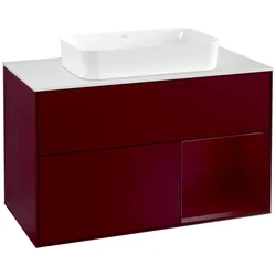Villeroy und Boch Finion Waschtischunterschrank F251HBHB 100x60,3cm, Abdeckplatte white matt, Regal rechts Peony, Peony Matt