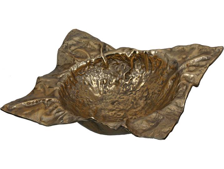 Schale GILDE Deko-Schale Crumple goldfarben , gold (goldfarben), B:42cm H:12cm T:36cm, Aluminium, Schüsseln, Schale