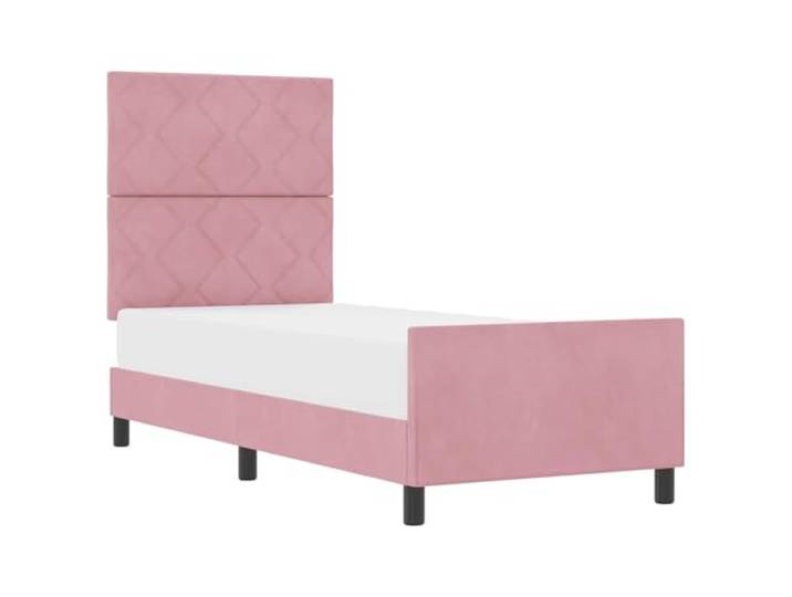 PUGYNBK Boxspringbett, Rosa, 80 x 200 cm, Samt Kopfteil verstellbar, Rahmen aus Kiefernholz, einfache Montage, modernes Design