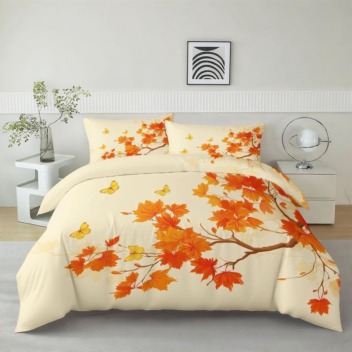 Omkeerbaar Dekbedovertrek Set Oranje Beige 200x200 cm