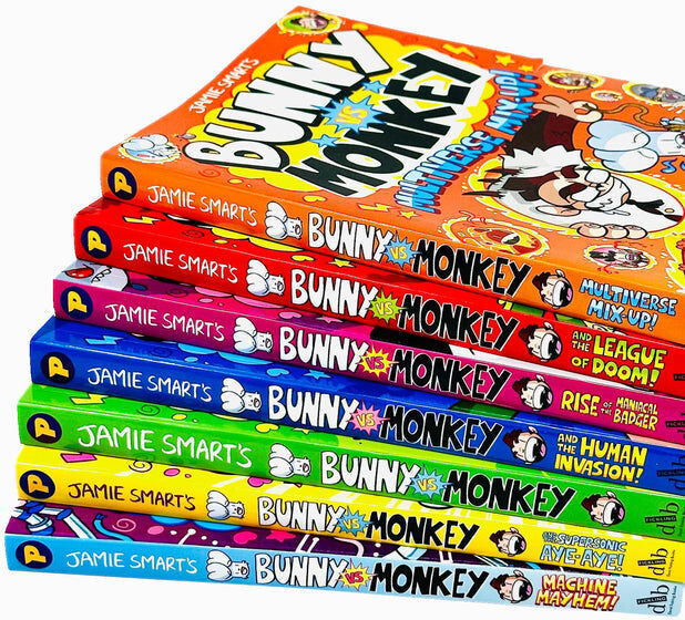 Bunny vs Monkey 7 Books Collection Set by Jamie Smart - Paperback Graphic Novels for Ages 7-9 - Including League of Doom & Machine Mayhem - David Fickling Books
