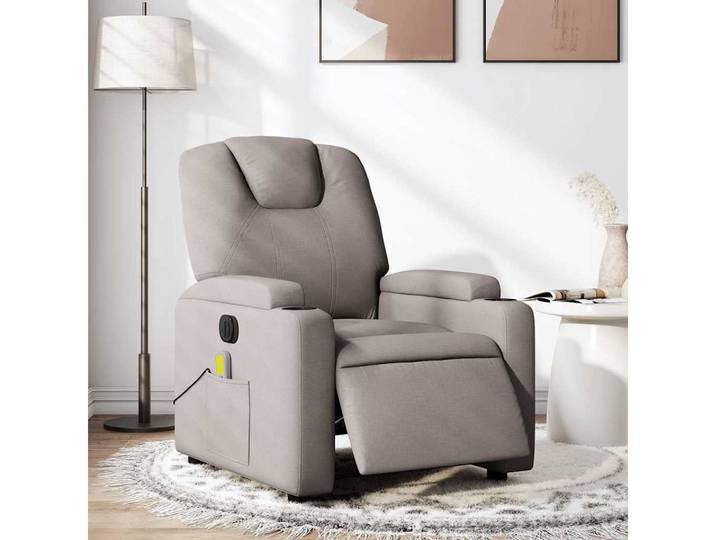 vidaXL Massagesessel, Massagesessel Elektrisch Taupe Stoff