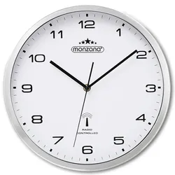 Monzana Funk Wanduhr Funkuhr 31cm Weiß Silber