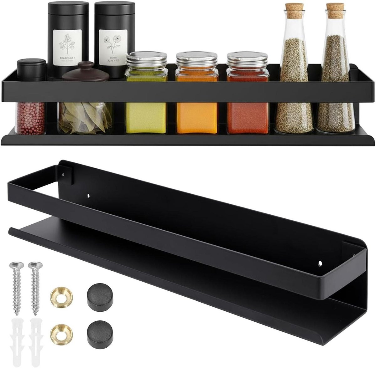 Zwart metalen wandrek voor in de keuken, badkamer of gang, Breedte: 50 cm