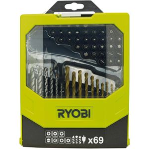 Ryobi Bohrer-Bit-Set RAK69MIX, 69-teilig, Schlitz, Kreuz, Torx, Bohrer etc
