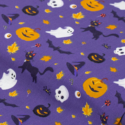 Baumwollstoff "Halloween", lila-color