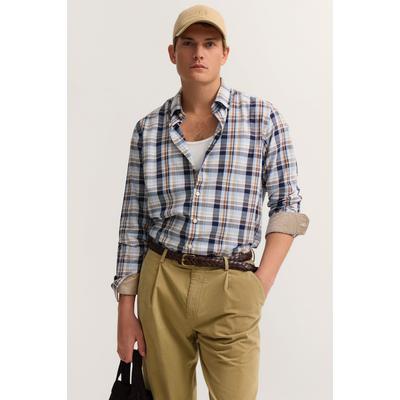 Karohemd BUGATTI "Modern Fit", Herren, Gr. M, Normalgrößen, 70, braun, Canvas, 100% Baumwolle, kariert, normal, Hemden Karohemd, mit Easy-Care Funktion