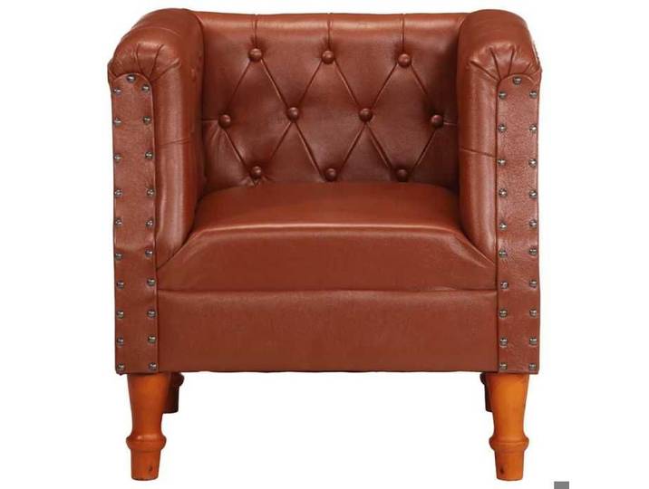 Fauteuil marron cuir véritable - 60x57x64 cm &prime144118