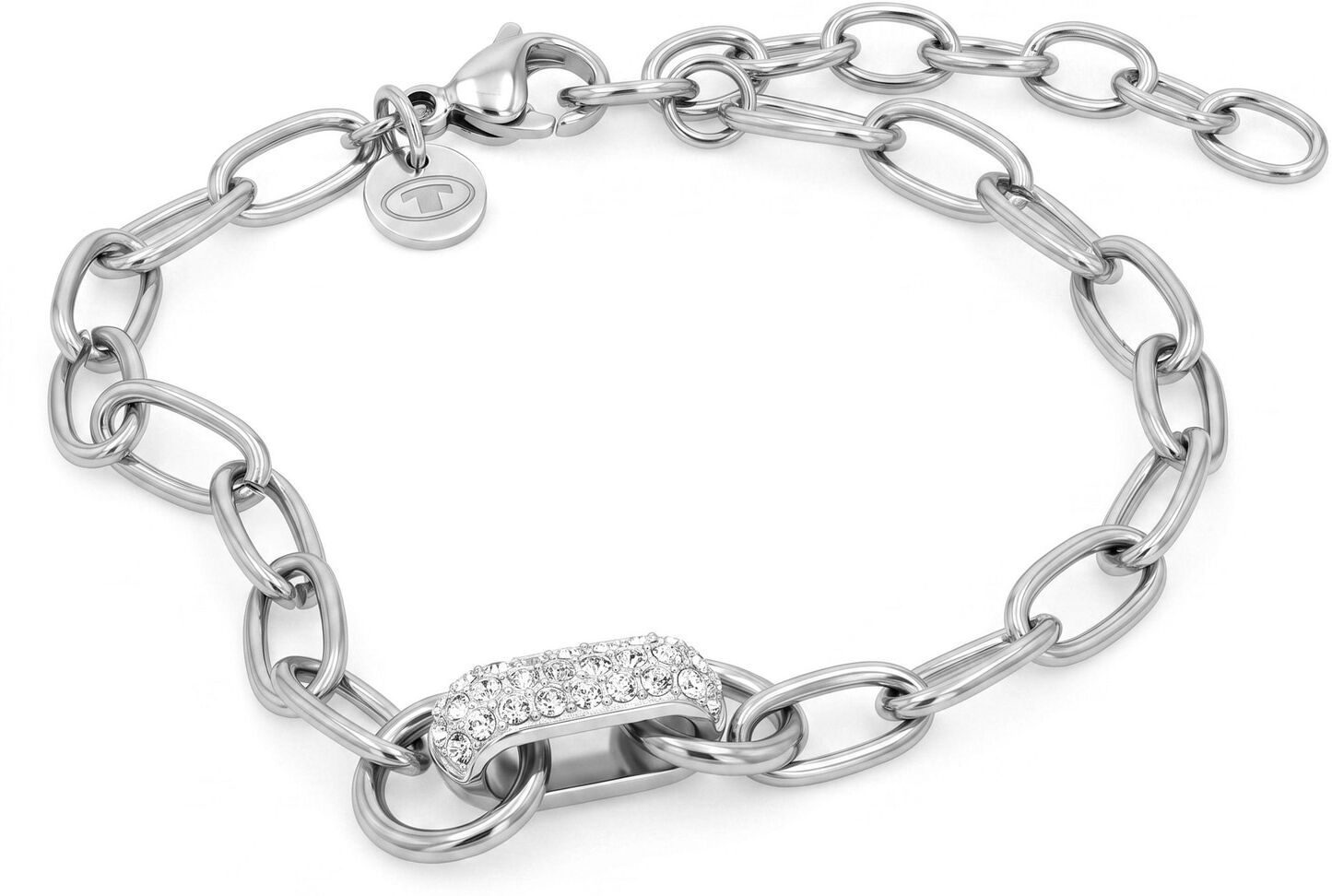 Armband TOM TAILOR, silber (edelstahlfarben, kristallweiß, kristallweiß), Armbänder, Damen, 20cm, Edelstahl, Armband, mit Kristallstein (synth.)