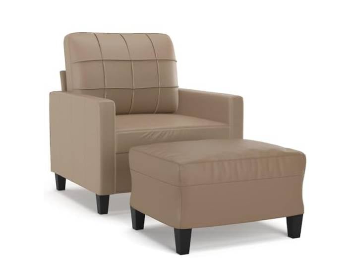 Makastle Sessel mit Hocker Cappuccino Braun 60 cm Kunstleder