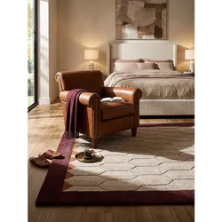 Wollteppich geometrisch Bordeauxrot 200 x 290 cm - DARENT   Kadima