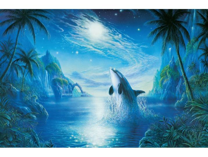 Papermoon TROPISCH-PALMEN TIERE DSCHUNGEL MEER ORKA