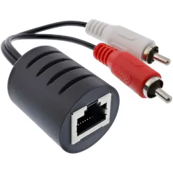 INLINE Audio über RJ45 passiv, 2x Cinch Stecker / RJ45 Buchse, max, 50m