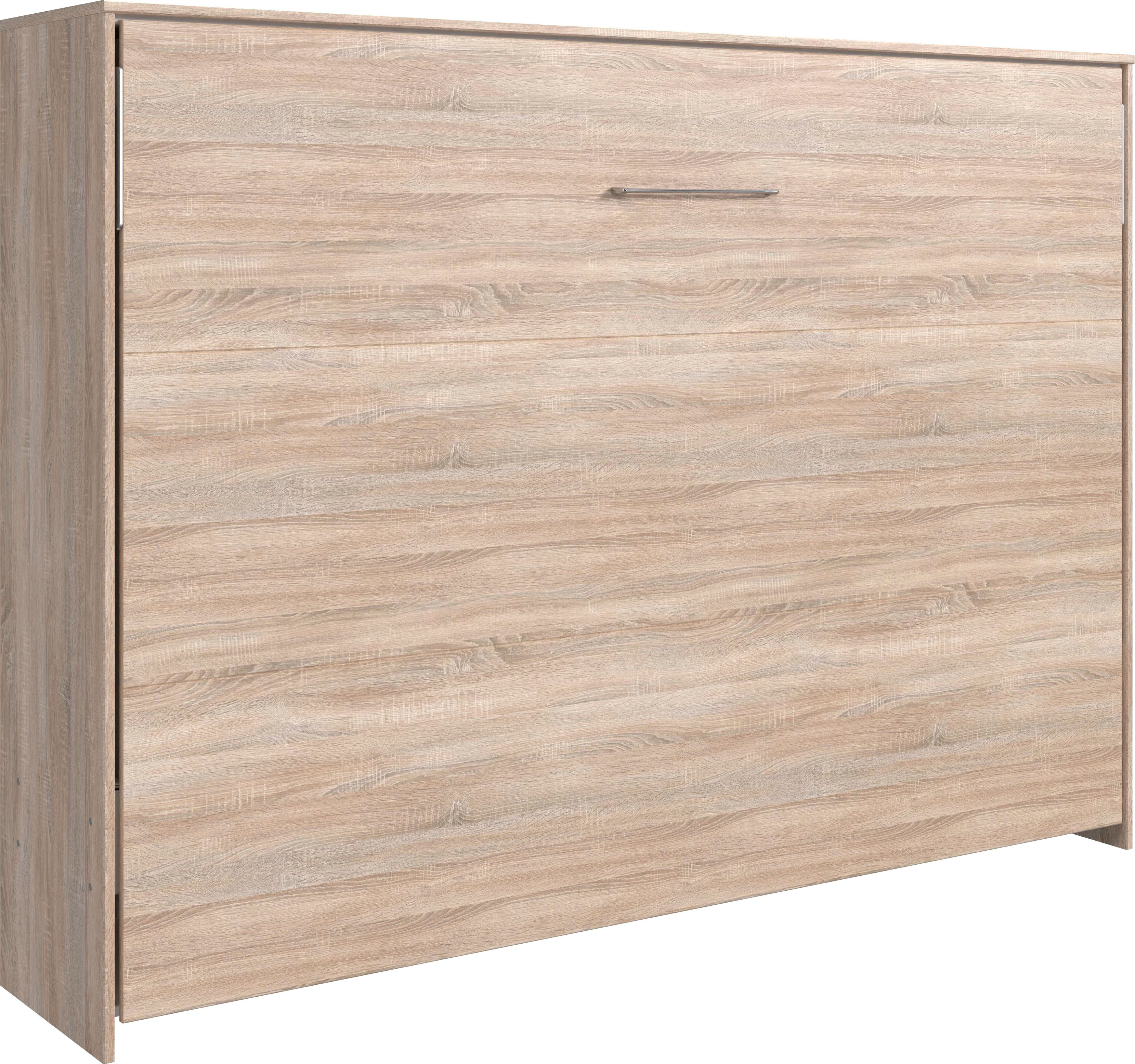 Schrankbett WIMEX "Juist Schrankklappbett Gästebett", braun (eiche sägerau nachbildung), H:154cm, Schrankbetten, Schrankbett, horizontal klappbar, 3 Liegeflächen, mit Lattenrost, Made in Germany eiche sägerau nachbildung horizontal klappbar Lattenrost, B/