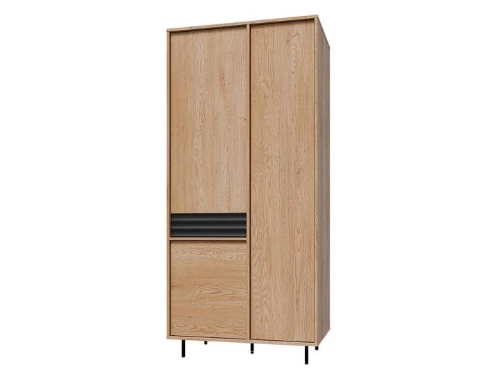 Petits-meubles Schrank 3 Türen Astra Holz und Schwarz, Braun, 90x195x52 cm, Badezimmer, Badmöbel, Hängeschränke