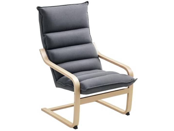 HOMCOM Moderner Loungesessel mit geschwungenen Armlehnen 67x83x105cm Grau Freizeitsessel, Kissen, Samt-Loungesessel