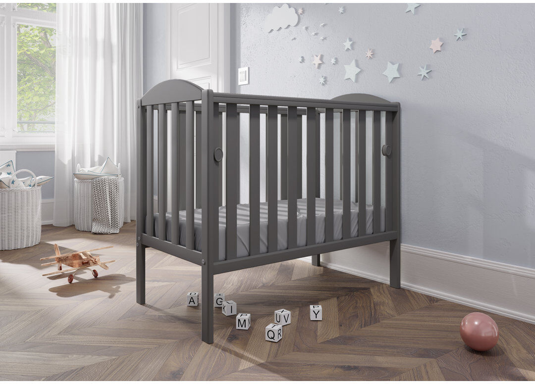 VICULII Waffi Space Saver Cot Grey With Mattress Gray Mini
