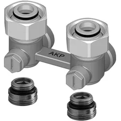 Kermi H-Verschraubung für 2-Rohr Anlagen G 1/2' auf G 3/4', Gewinkelt, AKP, ZV02670003 ZV02670003