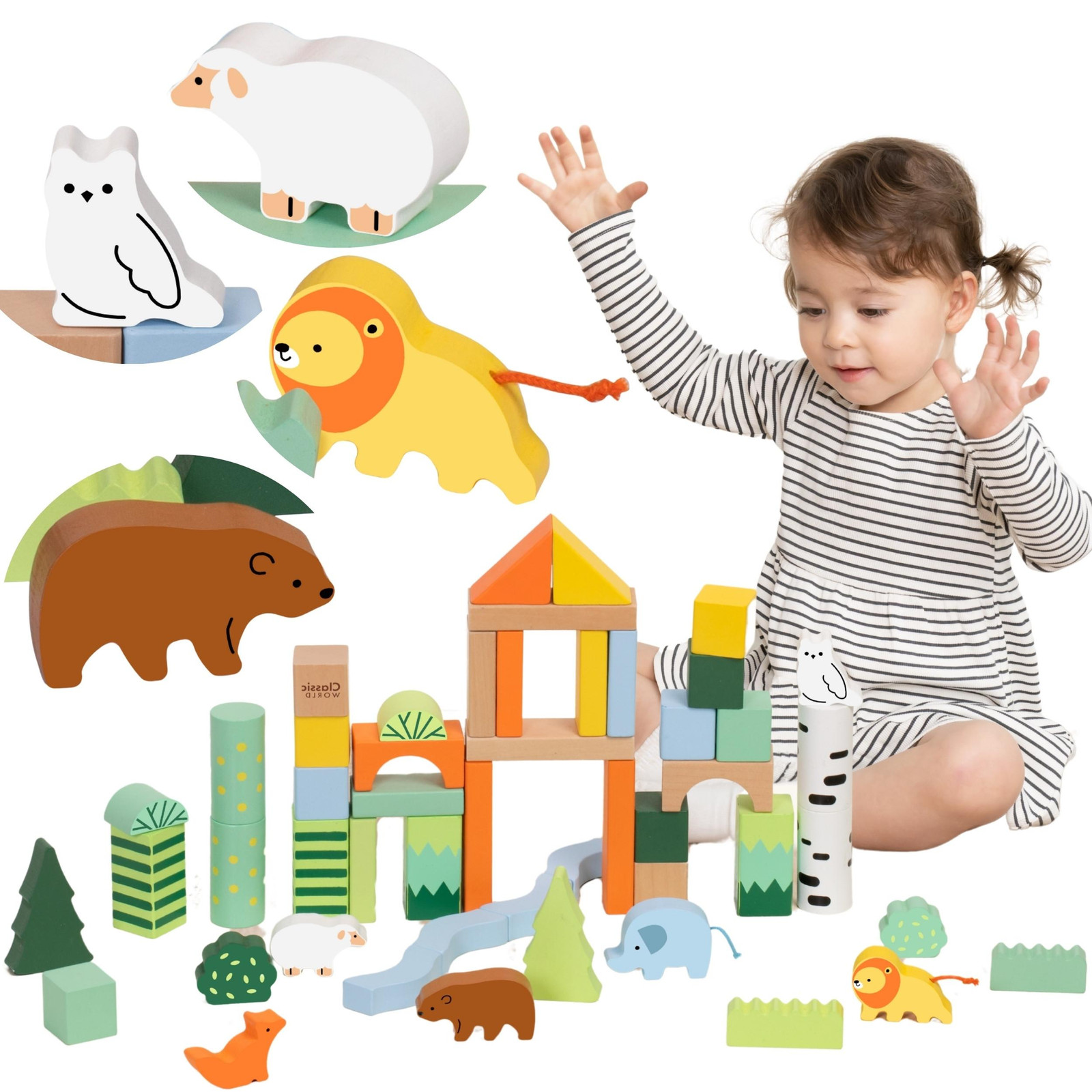Classic World Forest World Houten Blokken Set - 50 Stuks