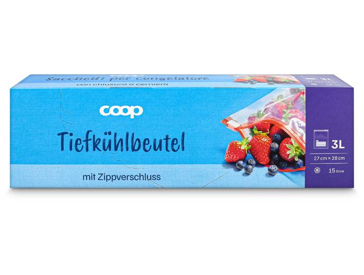 Coop Tiefkühlbeutel mit Zipverschluss 3L 15 Stück